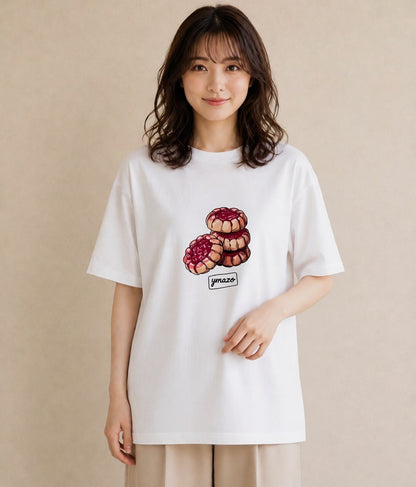 グラフィックTシャツ レディース どら焼き 食べ物 フード イラスト こなれ感 母娘コーデ 自分用 白T YMAZO