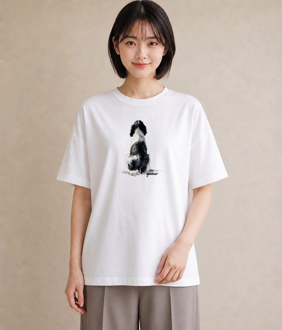 デザインTシャツ レディース 子犬 犬 いぬ イラスト 手描き風 敬老の日 ホワイトデー 白T YMAZO