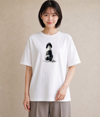 デザインTシャツ レディース 子犬 犬 いぬ イラスト 手描き風 敬老の日 ホワイトデー 白T YMAZO