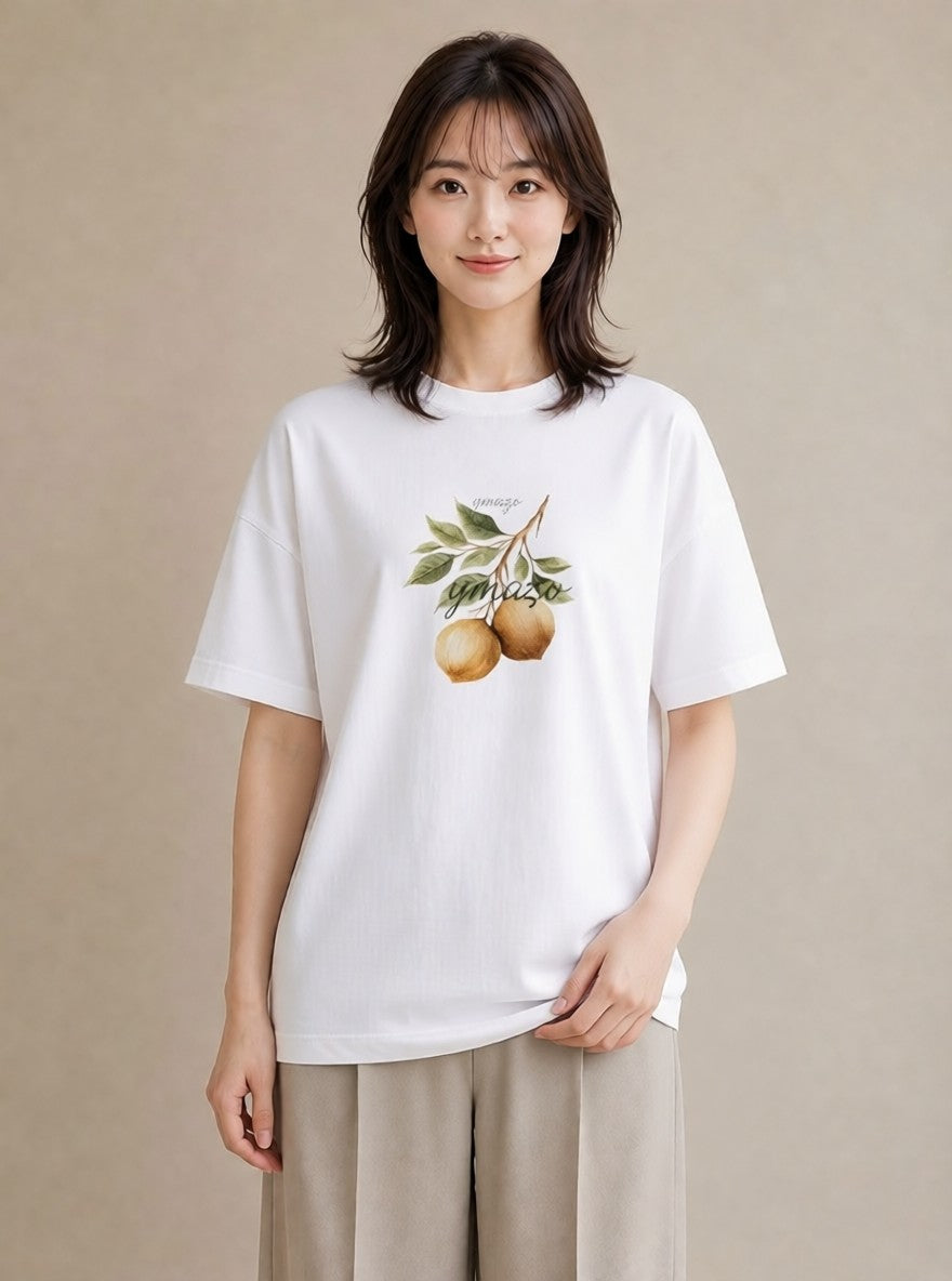 グラフィックTシャツ レディース バナナ 食べ物 フード イラスト ミニマル 公園 ママ 白T YMAZO