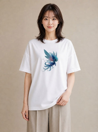 デザインTシャツ レディース グッピー ペット 動物 イラスト ビーチ デイリーウェア 白T YMAZO