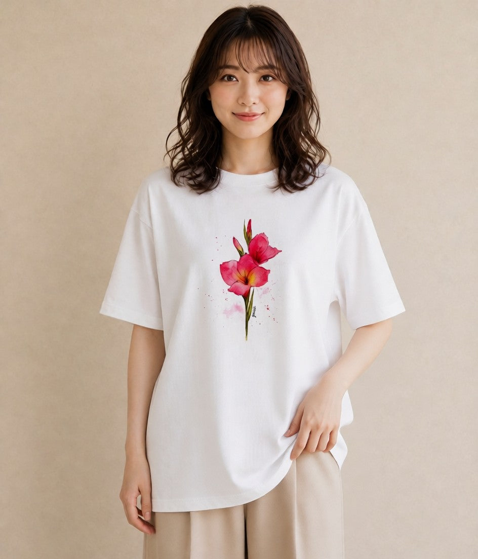 デザインTシャツ レディース ポスト 野の花 レトロ ナチュラル アンティーク イラスト きれいめ 旅行 母娘コーデ 白T YMAZO