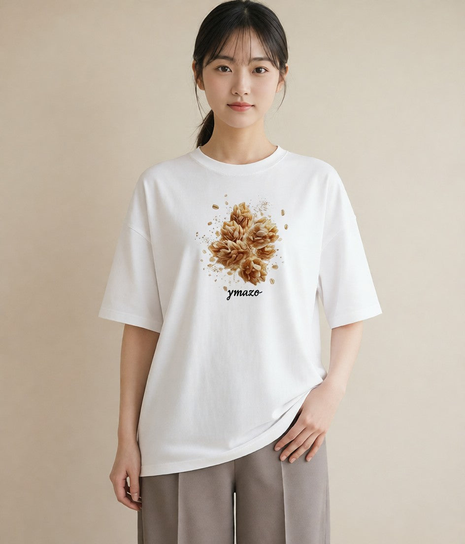 グラフィックTシャツ レディース ポップコーン 食べ物 フード イラスト ヴィンテージ風 姉妹 送別ギフト 白T YMAZO