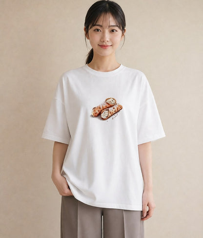 グラフィックTシャツ レディース どら焼き 食べ物 フード イラスト 北欧風 おしゃれギフト 社会人 白T YMAZO
