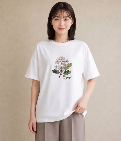 Tシャツ レディース 花 花柄 イラスト ニュアンス 母の日 ビーチ 白T