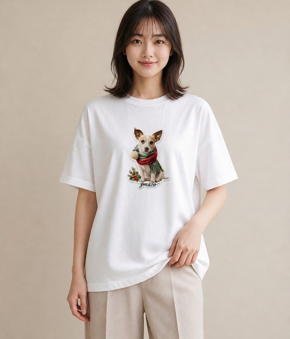 デザインTシャツ レディース ジャックラッセルテリア 犬 いぬ イラスト ラフ 夏コーデ 通学 白T YMAZO
