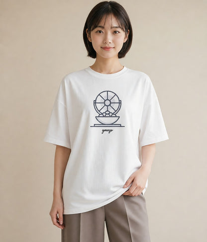 デザインTシャツ レディース 扇子 そよ風 ナチュラル アンティーク イラスト 可愛い ルームウェア ギフト 白T YMAZO