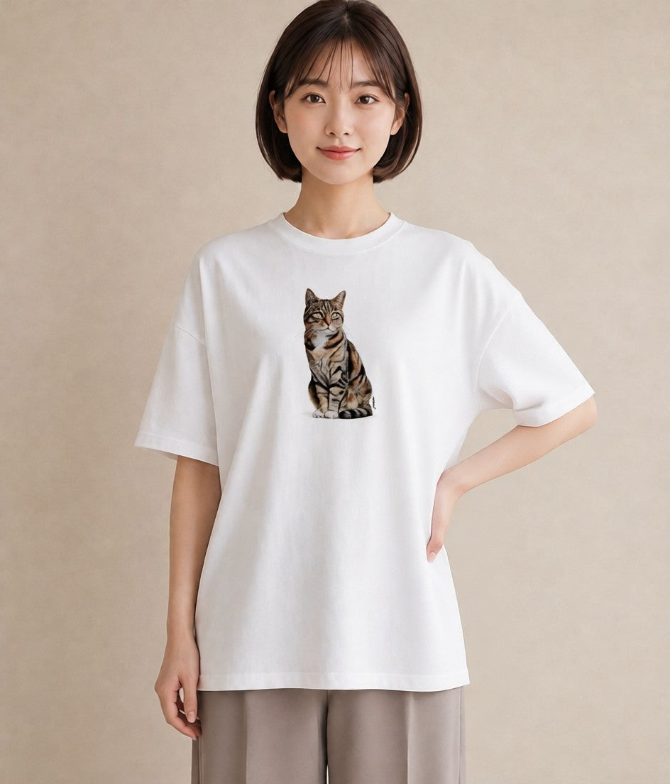 デザインTシャツ レディース ソマリ 猫 ねこ イラスト フェミニン 春コーデ 姉妹 白T YMAZO