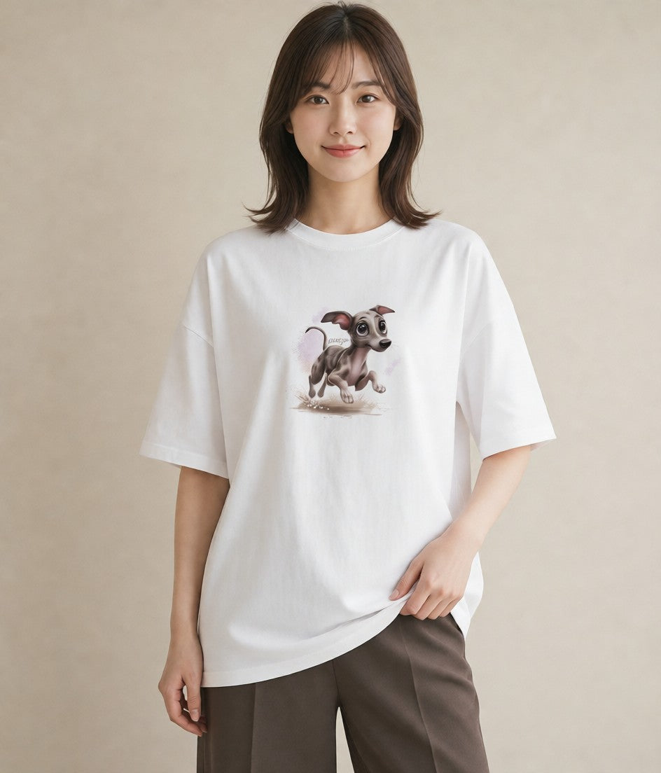 デザインTシャツ レディース イタリアングレーハウンド 犬 いぬ イラスト 手描き風 母娘コーデ 自分用 白T YMAZO