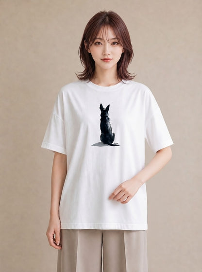 グラフィックTシャツ レディース 犬好き 犬 いぬ イラスト レトロ 自分用 ルームウェア 白T YMAZO