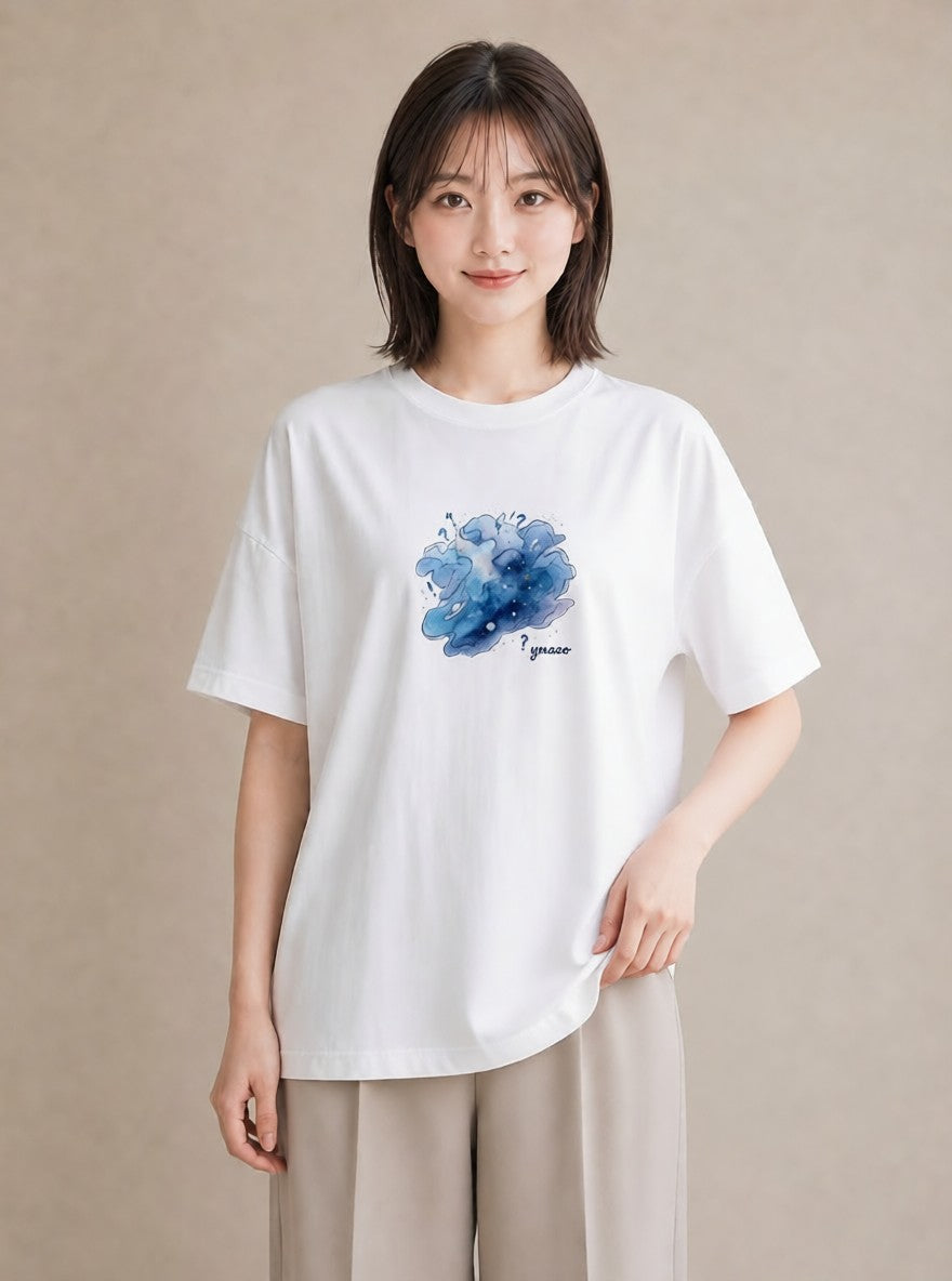 デザインTシャツ レディース 牡牛座 星空 宇宙 イラスト 普段使い 送別ギフト 通勤 白T YMAZO