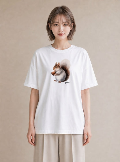 デザインTシャツ レディース どんぐり 植物 ボタニカル イラスト ナチュラル 旅行用 海 白T YMAZO
