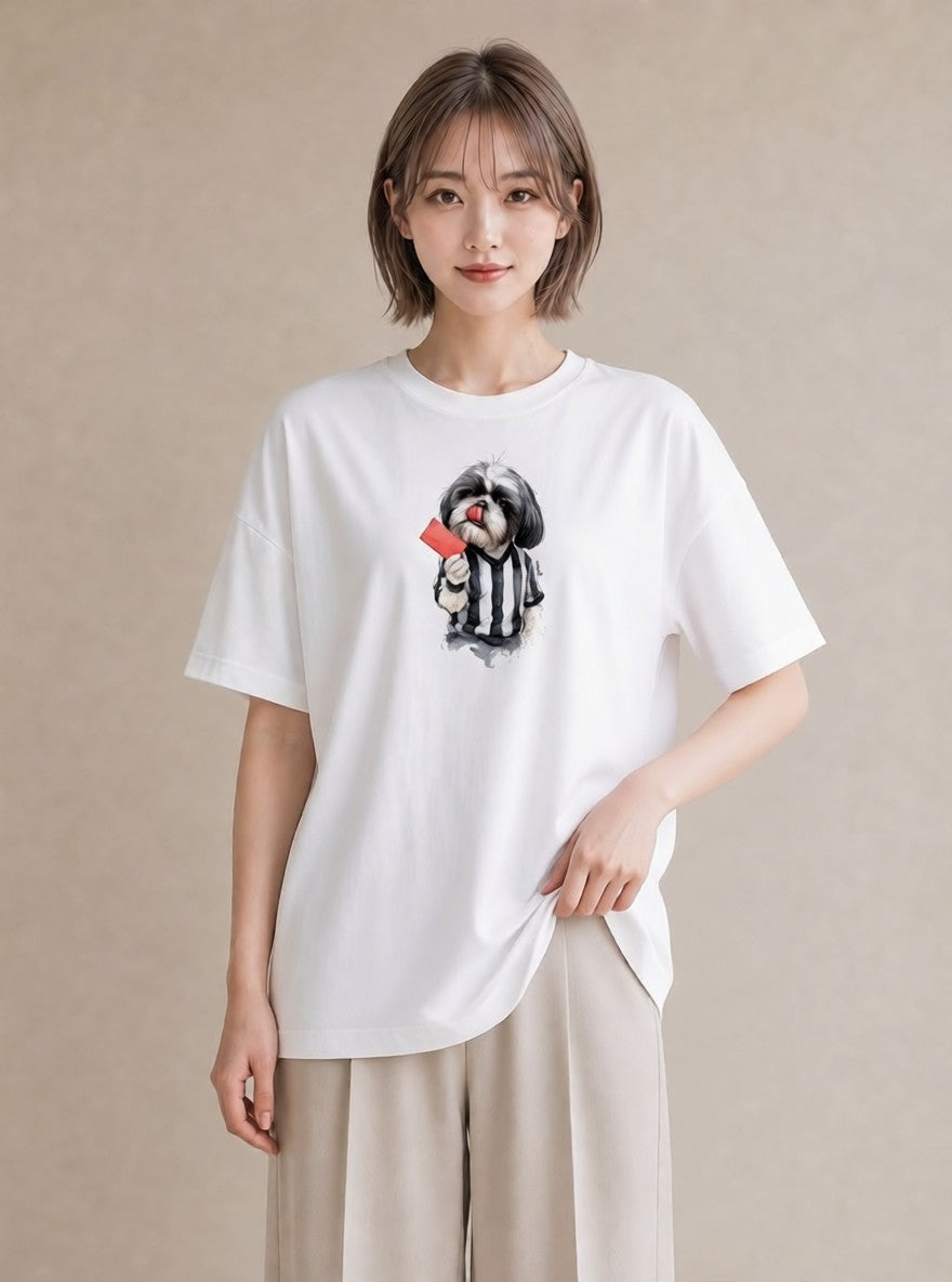 半袖Tシャツ レディース 狆 犬 いぬ イラスト ユニーク おしゃれギフト 社会人 白T YMAZO