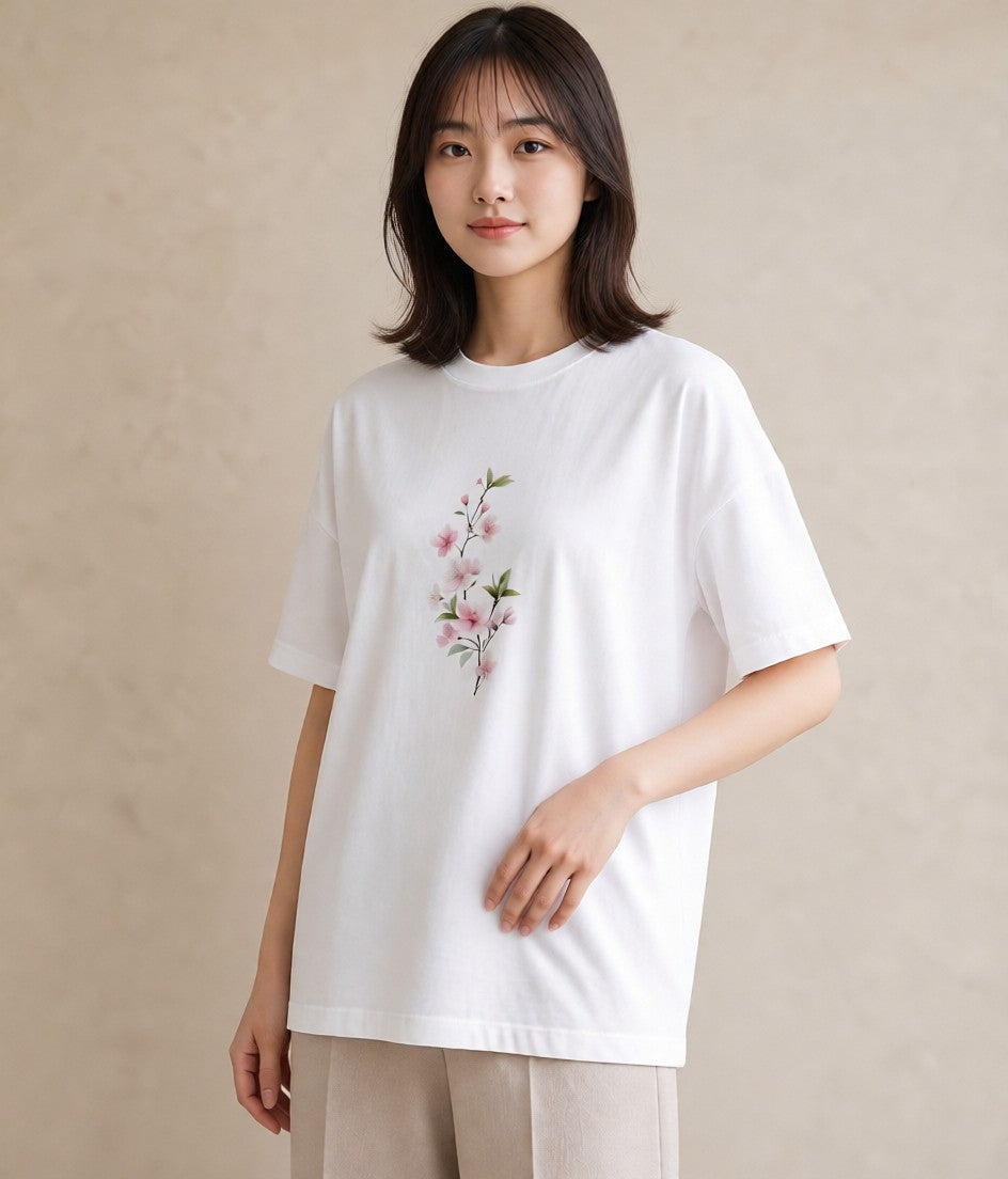 デザインTシャツ レディース さくら 桜 サクラ 花 花柄 イラスト 夏コーデ 通学 白T