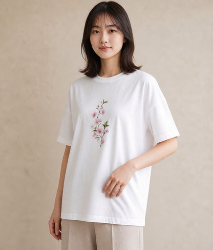 デザインTシャツ レディース さくら 桜 サクラ 花 花柄 イラスト 夏コーデ 通学 白T