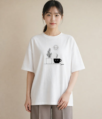 グラフィックTシャツ レディース 観葉植物 ボタニカル 植物 イラスト ナチュラル レイヤード 友達ギフト 白T YMAZO