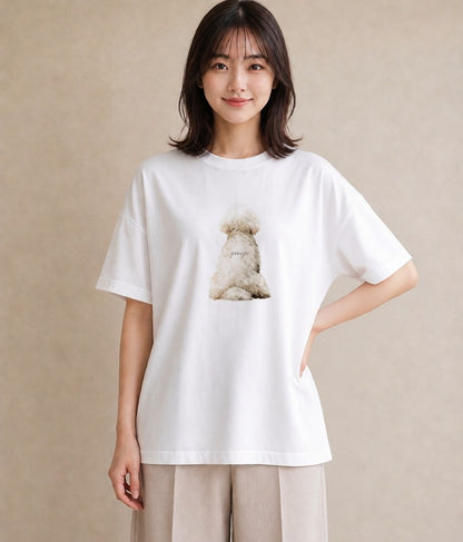 半袖Tシャツ レディース ビションフリーゼ 犬 いぬ イラスト ラフカジュアル 敬老の日 ホワイトデー 白T YMAZO