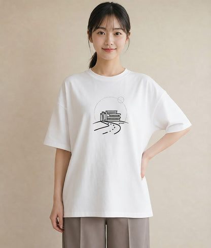デザインTシャツ レディース 本 読書 ブック イラスト ガーリー レイヤード 友達ギフト 白T YMAZO