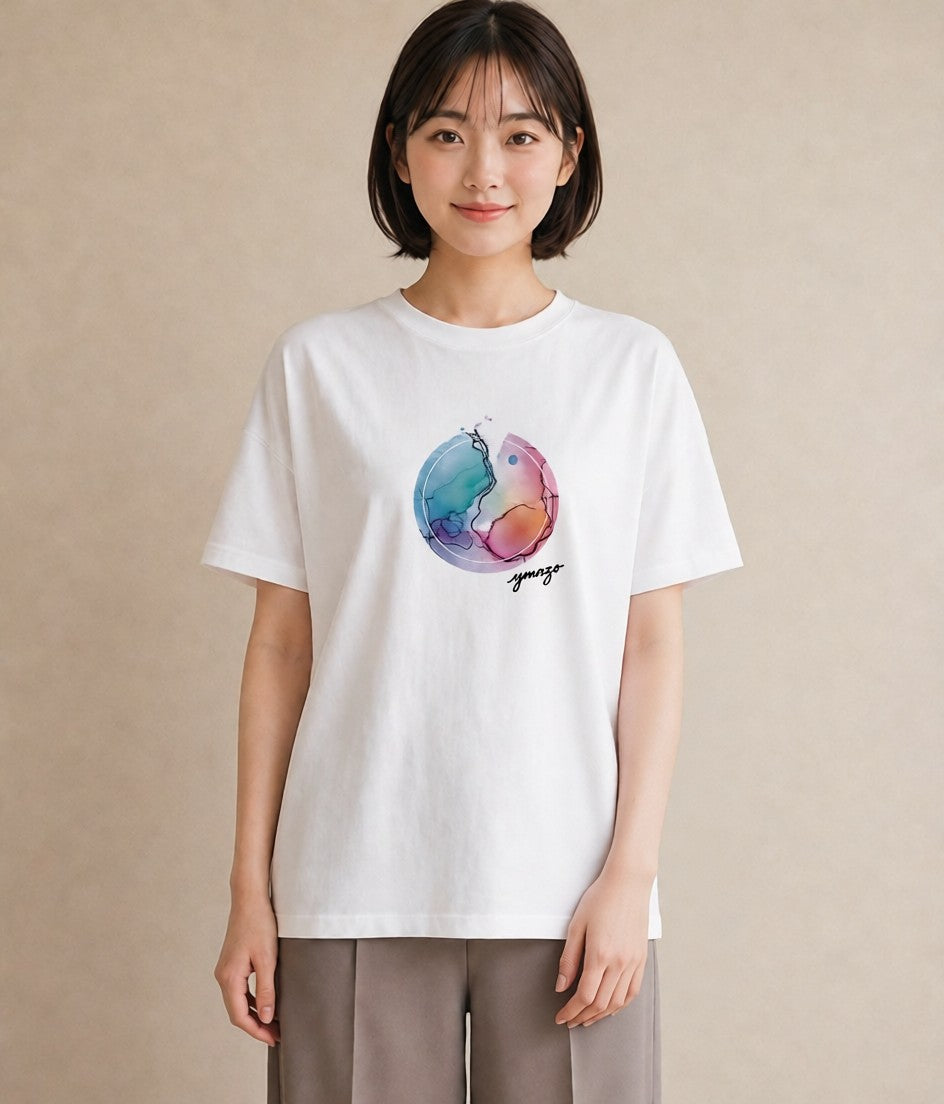 Tシャツ レディース 魚座 星空 宇宙 イラスト ヴィンテージ風 旅行用 海 白T YMAZO
