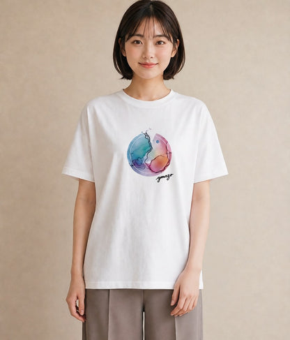 Tシャツ レディース 魚座 星空 宇宙 イラスト ヴィンテージ風 旅行用 海 白T YMAZO