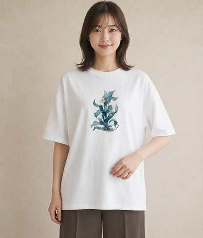 プリントTシャツ レディース すずらん 花 花柄 イラスト ミニマル お揃い 親子 白T YMAZO