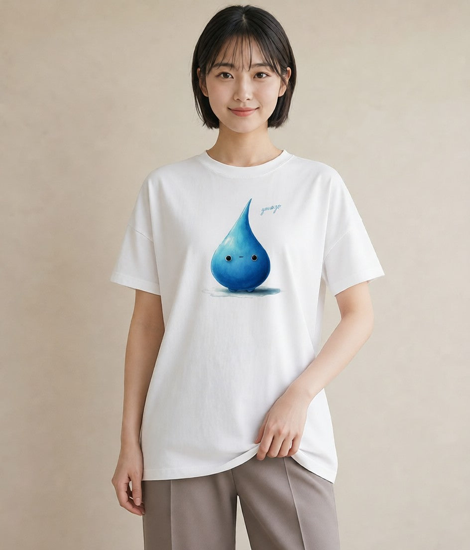 Tシャツ レディース 傘 水たまり 雨 ナチュラル アンティーク イラスト 休日コーデ カフェ巡り 女子会 白T YMAZO