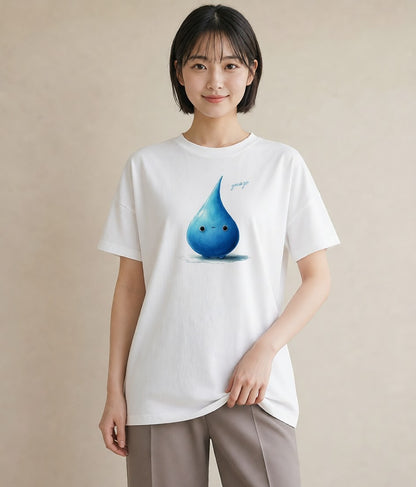 Tシャツ レディース 傘 水たまり 雨 ナチュラル アンティーク イラスト 休日コーデ カフェ巡り 女子会 白T YMAZO