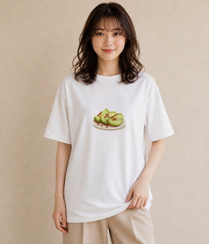 Tシャツ レディース アボカド 食べ物 フード イラスト カフェ巡り 女子会 白T YMAZO