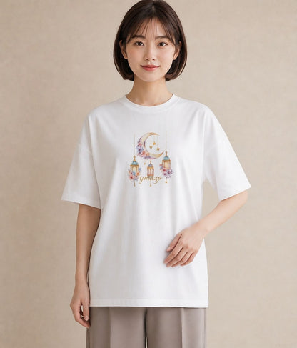 デザインTシャツ レディース 星空 宇宙 イラスト ゆるかわ レイヤード 友達ギフト 白T YMAZO