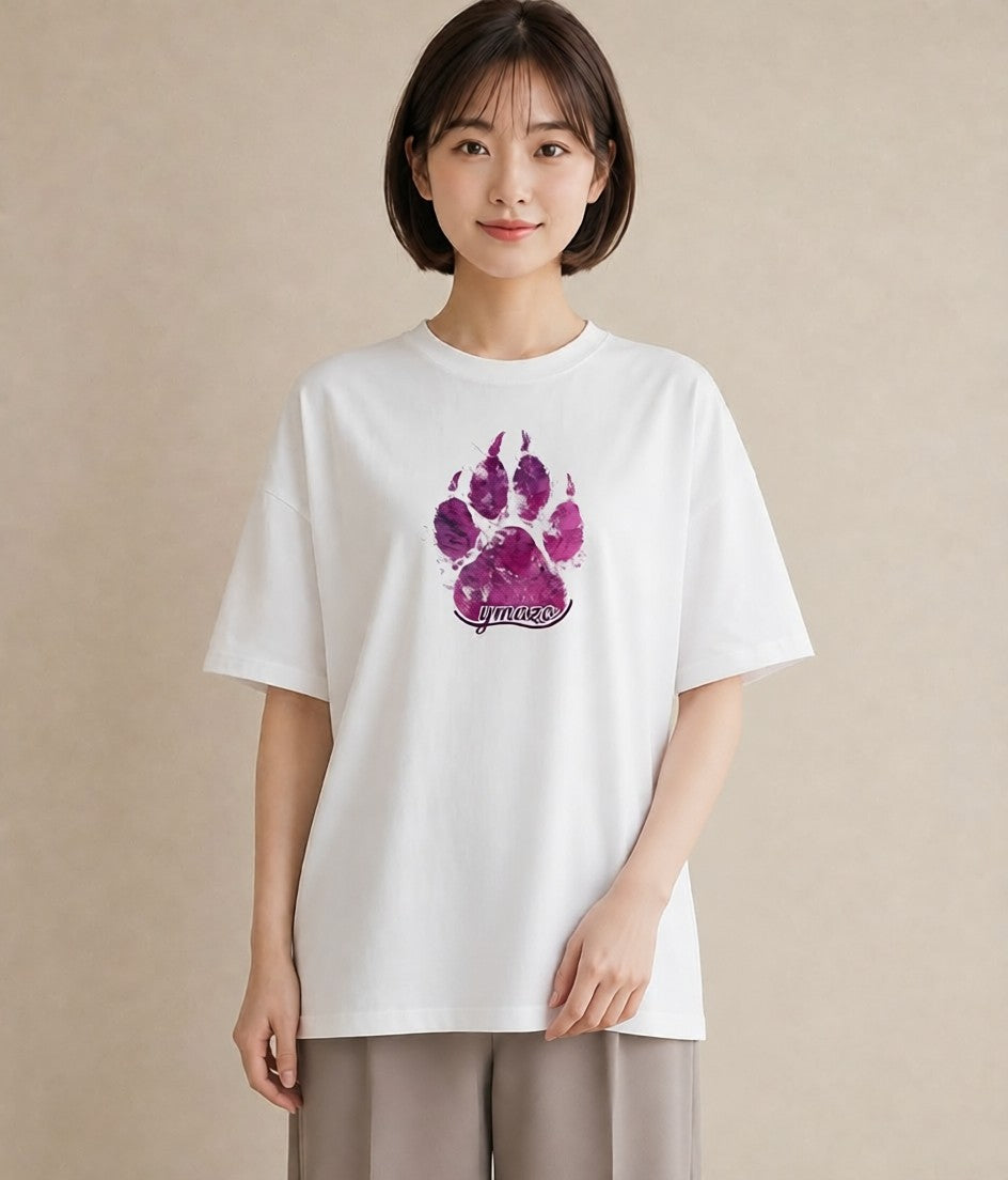 Tシャツ レディース 猫の手 猫 ねこ イラスト 抜け感 女子会 お揃い 白T YMAZO
