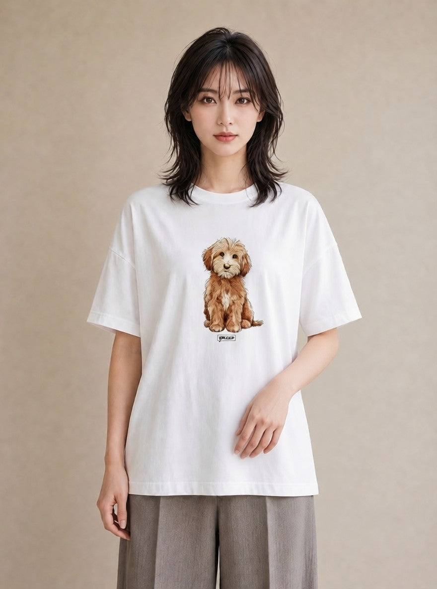 半袖Tシャツ レディース わんこ 犬 いぬ イラスト ガーリー 旅行 母娘コーデ 白T YMAZO