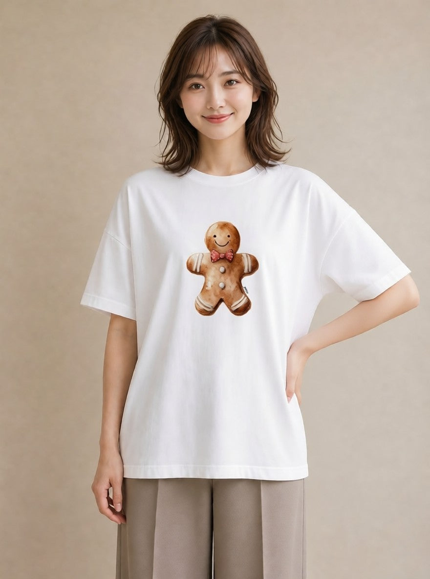 Tシャツ レディース クッキー 食べ物 フード イラスト 可愛い クリスマス 旅行 白T YMAZO