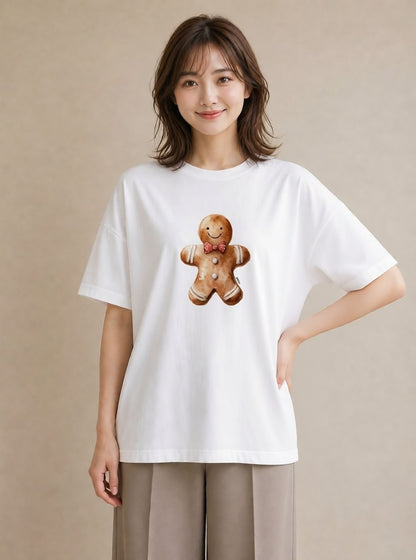 Tシャツ レディース クッキー 食べ物 フード イラスト 可愛い クリスマス 旅行 白T YMAZO