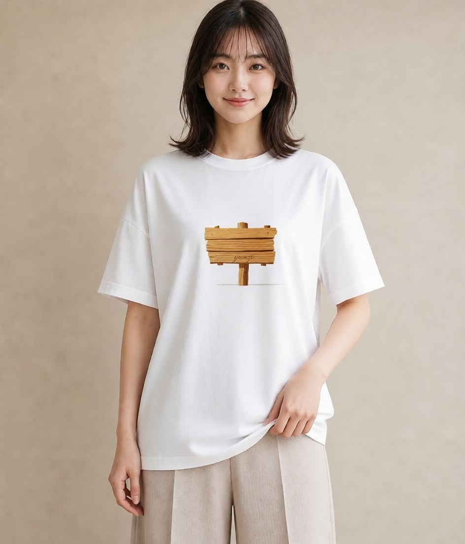 プリントTシャツ レディース 桟橋 水辺 波止場 ナチュラル アンティーク イラスト ガーリー ビーチ デイリーウェア 白T YMAZO