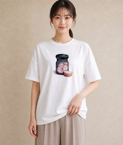 グラフィックTシャツ レディース ドーナツ 食べ物 フード イラスト 普段使い 週末コーデ 敬老の日 白T YMAZO