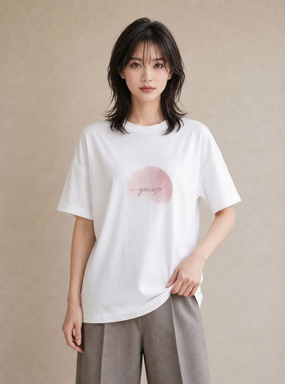 半袖Tシャツ レディース 紙風船 和紙 ナチュラル アンティーク イラスト ユニーク デイリーウェア 休日 白T YMAZO