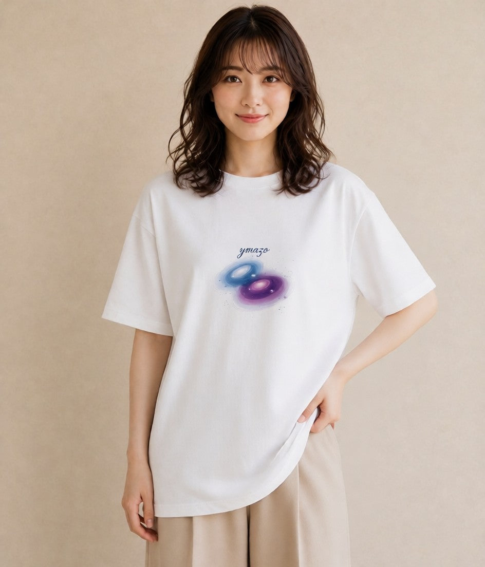 グラフィックTシャツ レディース 天の川 星空 宇宙 イラスト カフェコーデ 女性向けギフト 散歩 白T YMAZO
