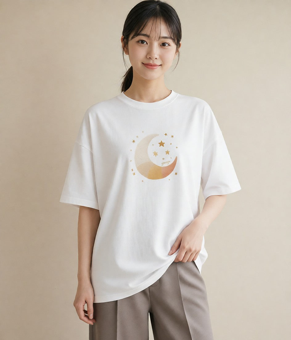 Tシャツ レディース スター 星空 宇宙 イラスト 個性的 親子 20代 白T YMAZO