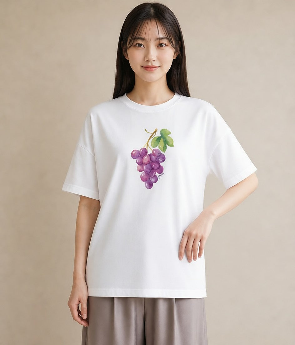 半袖Tシャツ レディース つる 植物 ボタニカル イラスト 水彩風 ラフ レイヤード 白T YMAZO