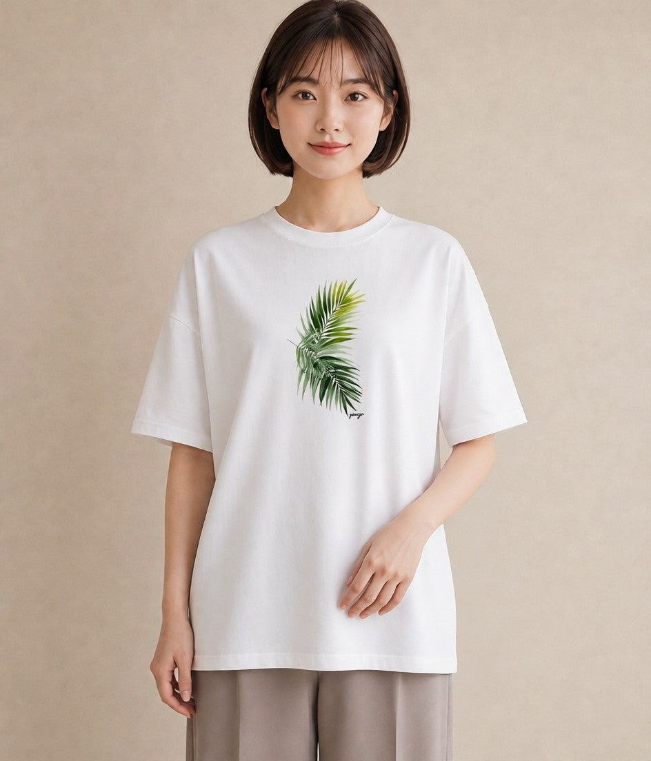 デザインTシャツ レディース シダ 植物 ボタニカル イラスト 姉妹 送別ギフト 白T YMAZO