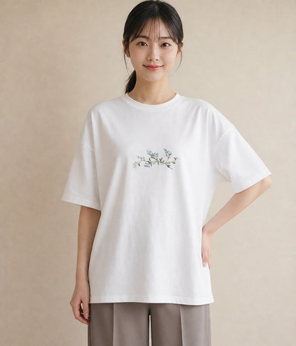 半袖Tシャツ レディース 夕暮れ バルコニー 夕焼け ナチュラル アンティーク イラスト ガーリー ギフト 母の日 白T YMAZO