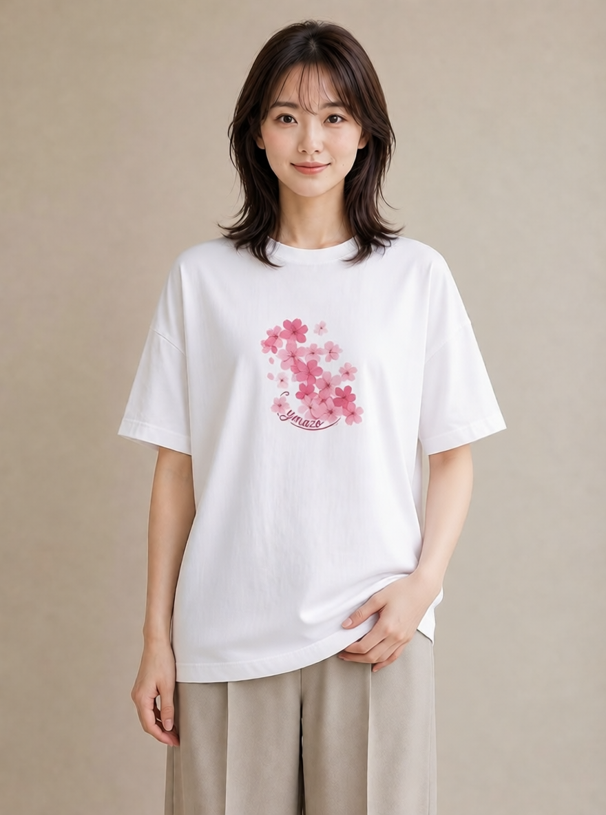 グラフィックTシャツ レディース さくら 桜 サクラ 花 花柄 イラスト 旅行コーデ デイリーウェア 休日 白T