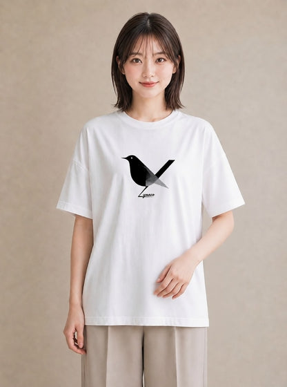 グラフィックTシャツ レディース 折り鶴 折り紙 ナチュラル アンティーク イラスト 線画 お揃い 親子 白T YMAZO
