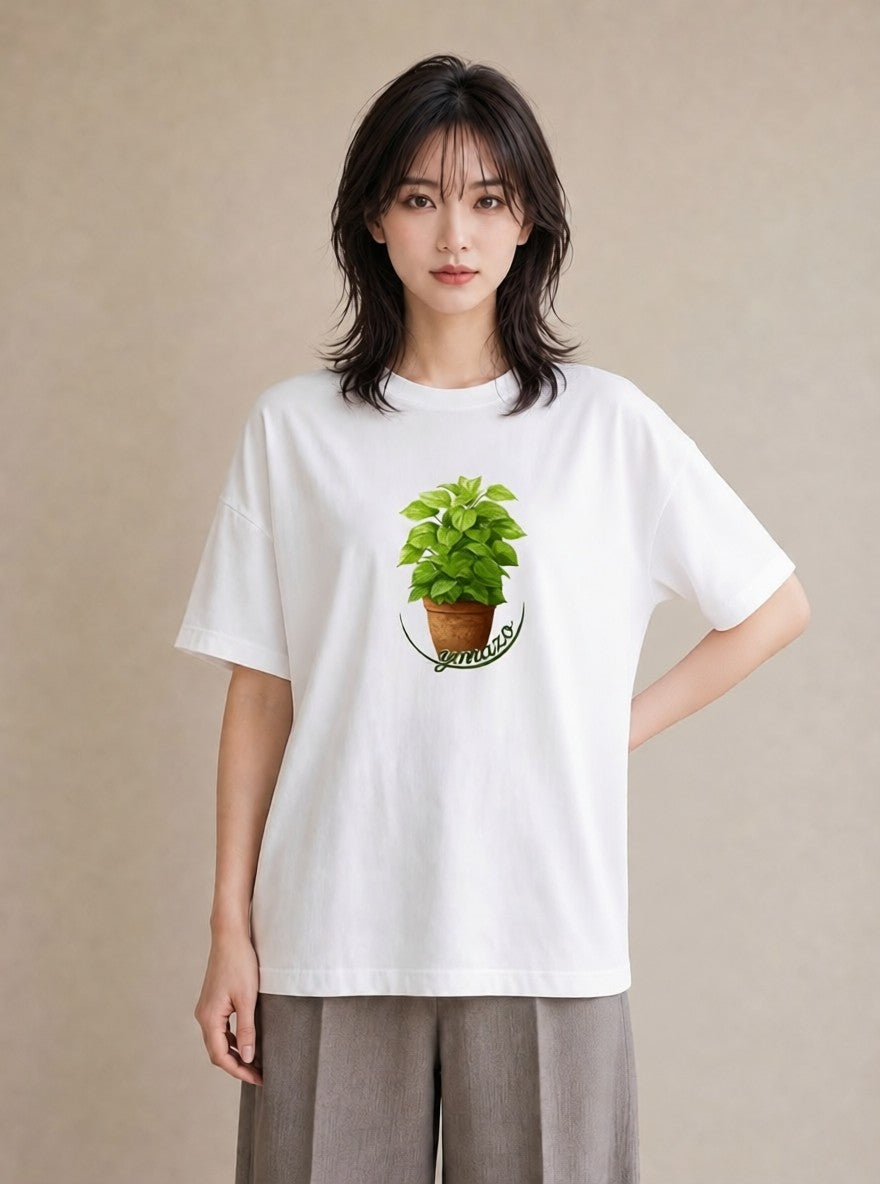 Tシャツ レディース 夕暮れ バルコニー 夕焼け ナチュラル アンティーク イラスト シンプル ミセス 春コーデ 白T YMAZO