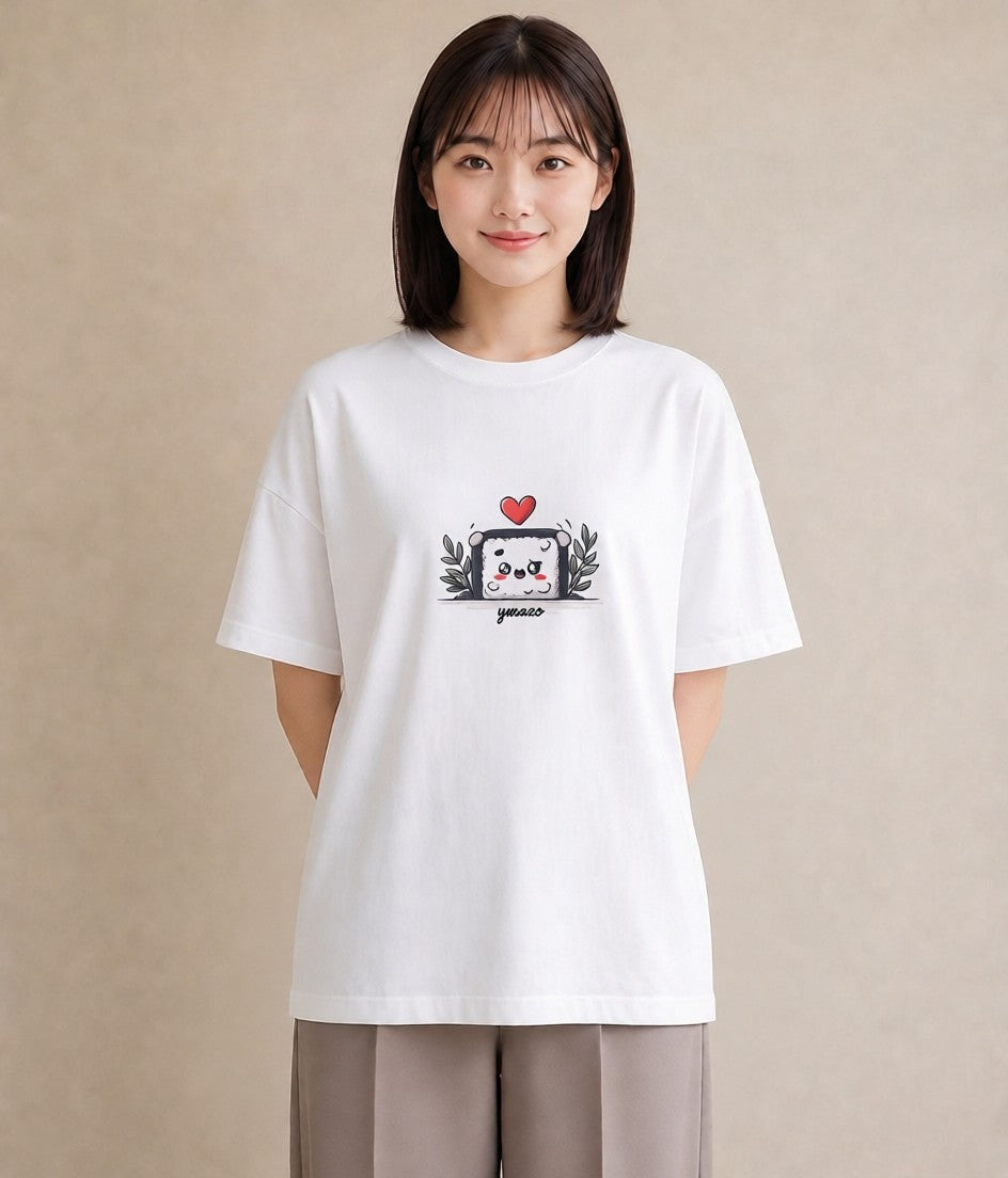 グラフィックTシャツ レディース おにぎり 食べ物 フード イラスト ラフカジュアル ビーチ デイリーウェア 白T YMAZO