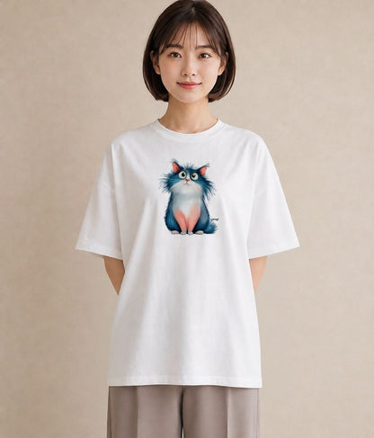 Tシャツ レディース メインクーン 猫 ねこ イラスト ペアコーデ 秋コーデ 白T YMAZO