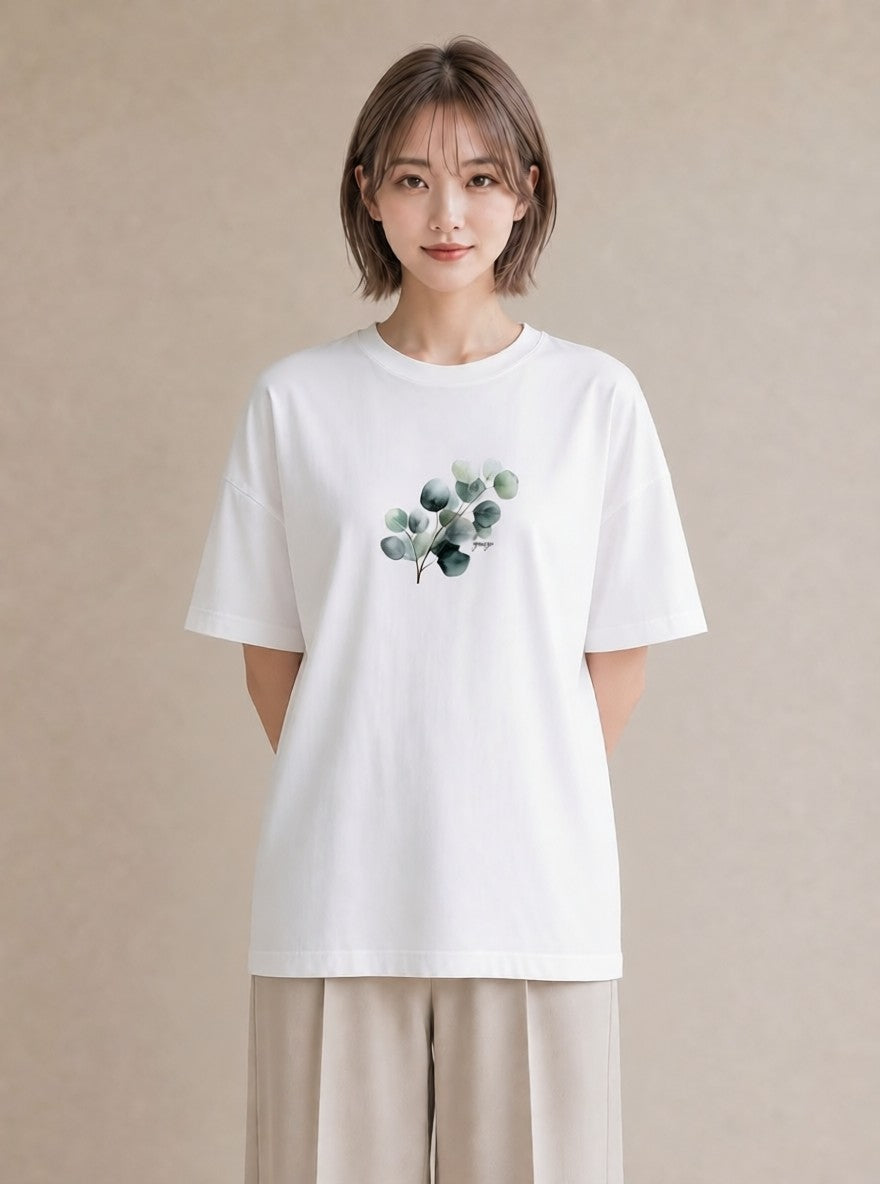 デザインTシャツ レディース 夕暮れ バルコニー 夕焼け ナチュラル アンティーク イラスト ガーリー お出かけ 普段着 白T YMAZO