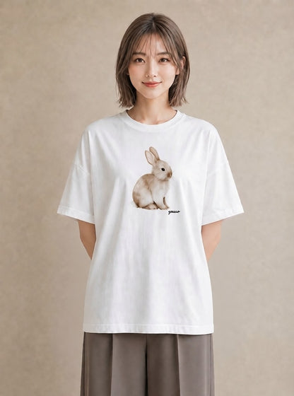 プリントTシャツ レディース チンチラ ペット 動物 イラスト お揃い 親子 白T YMAZO