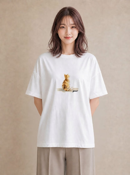 デザインTシャツ レディース 肉球 猫 ねこ イラスト ミニマル ミセス 春コーデ 白T YMAZO