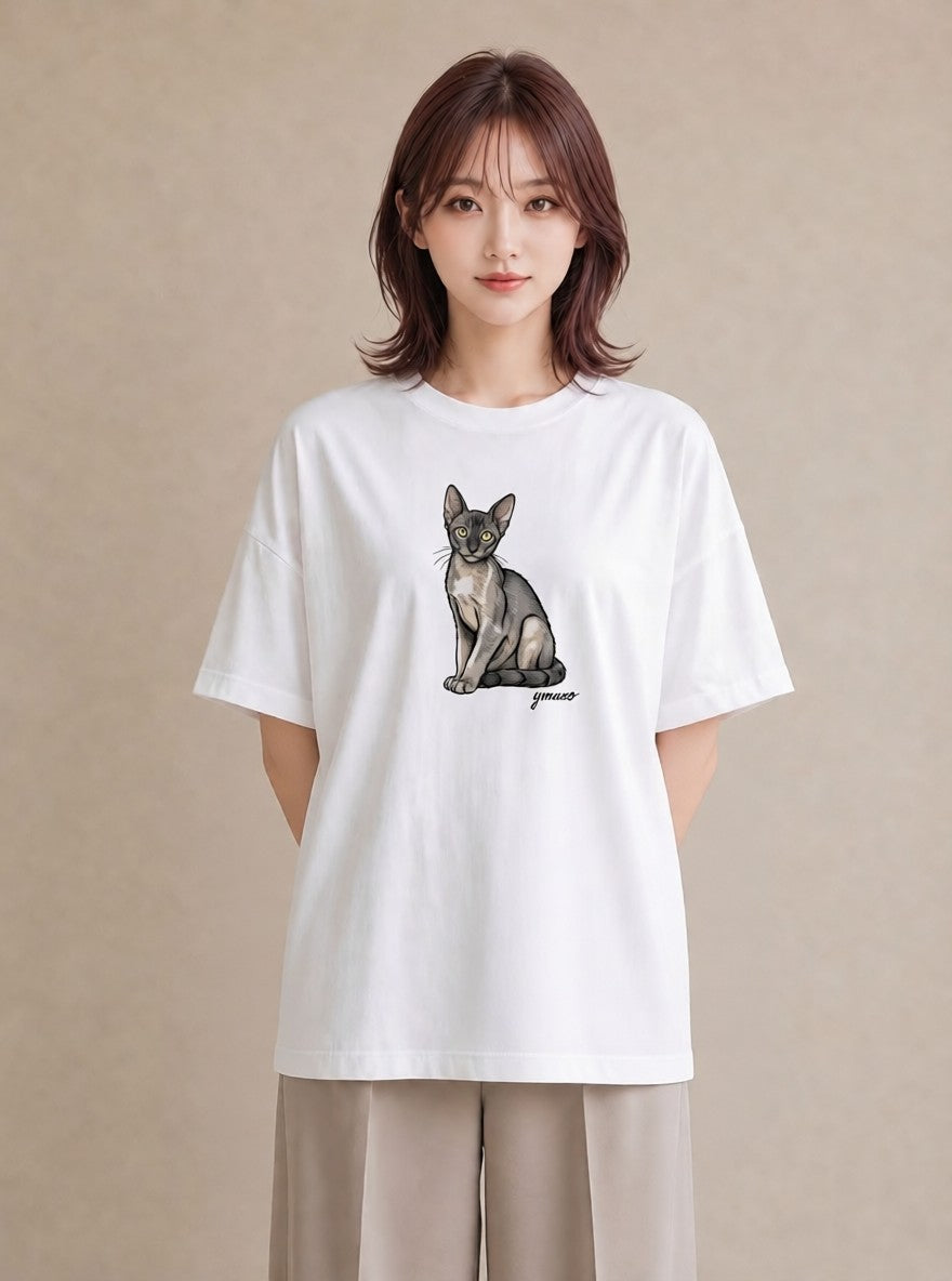 Tシャツ レディース 靴下猫 猫 ねこ イラスト 普段使い 旅行 母娘コーデ 白T YMAZO